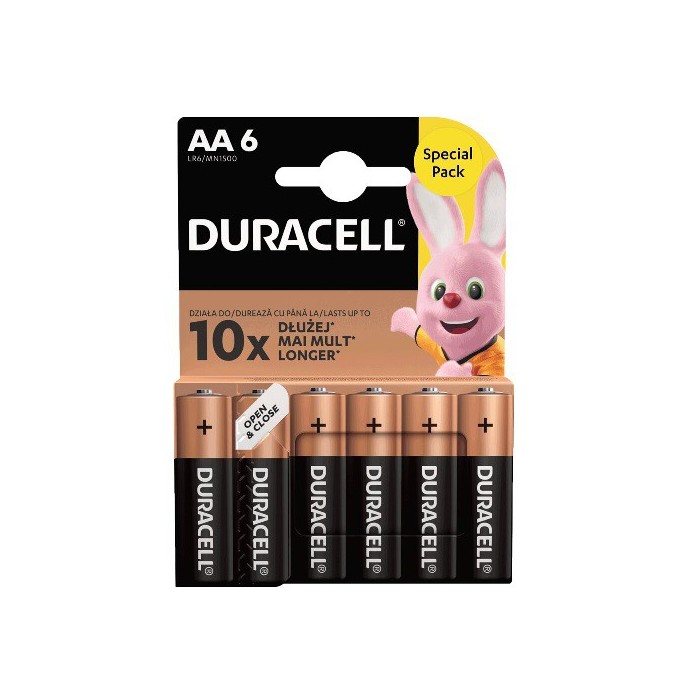 DURACELL MN1500 AA, ALKALINE 6 stuks