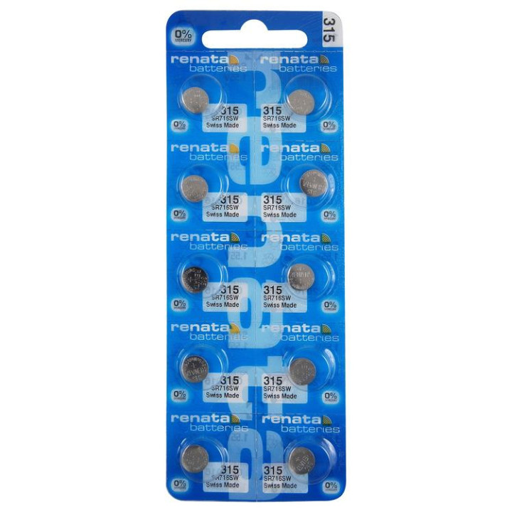10 STUKS HORLOGEBATTERIJ RENATA 315, SR67, SR716SW