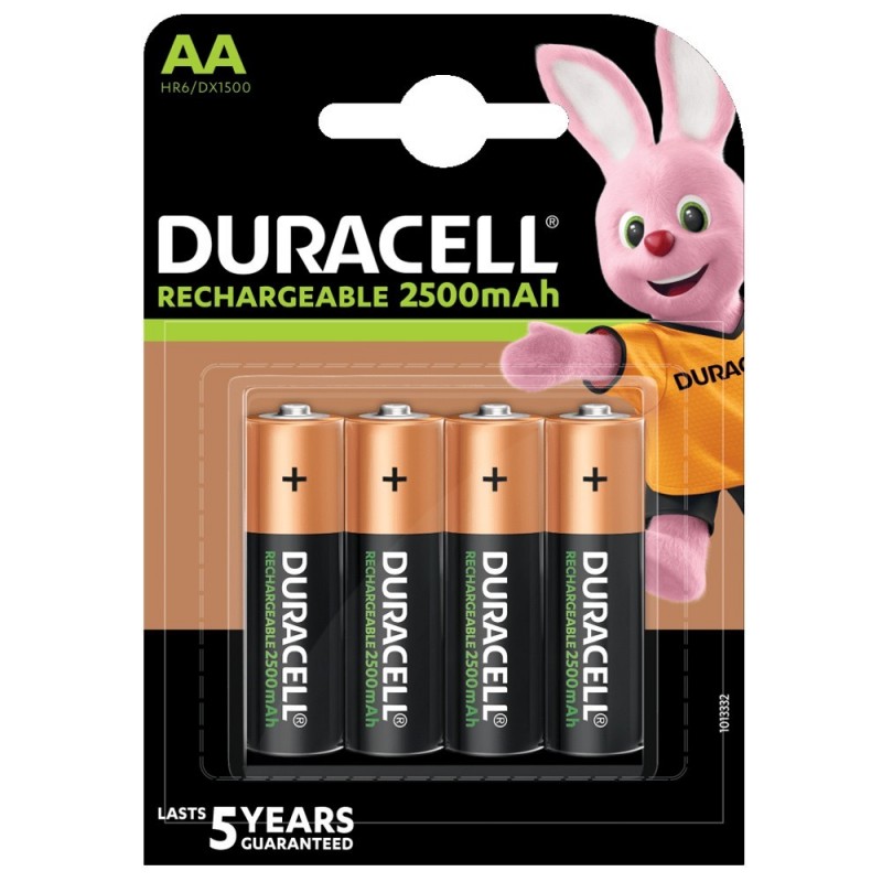 4 PIECES DURACELL RECHARGEABLE AA 2500 