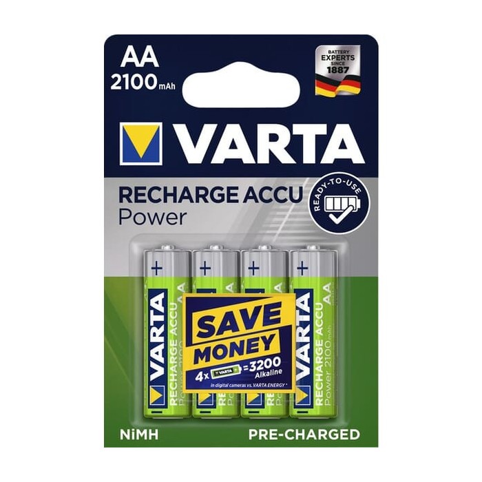 4 PIECES VARTA RECHARGE ACCU POWER AA 2100 