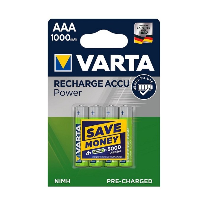 4 PIECES VARTA RECHARGEABLE 1000AAA