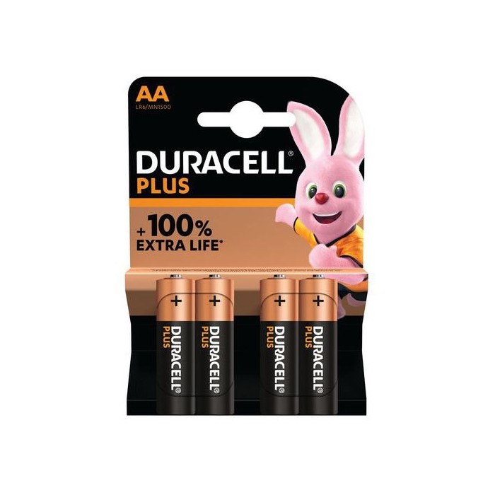 4 PCS DURACELL MN1500, LR06, AA PLUS ALK.