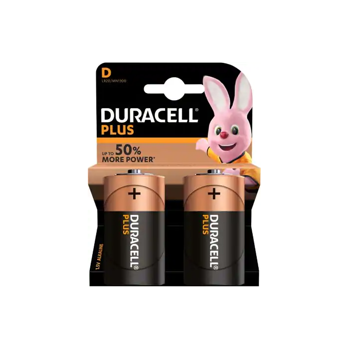 2 STUKS DURACELL MN1300, LR20, D PLUS ALK.