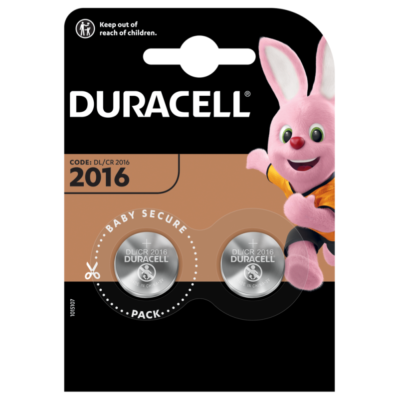 2 PCS BUTTONCELL LITHIUM DURACELL CR2016