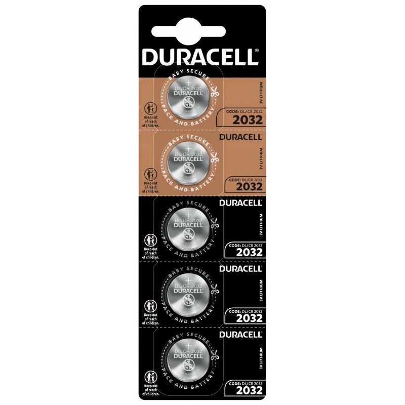 5 pieces Duracell BUTTONCELL LITHIUM CR2032, DL2032