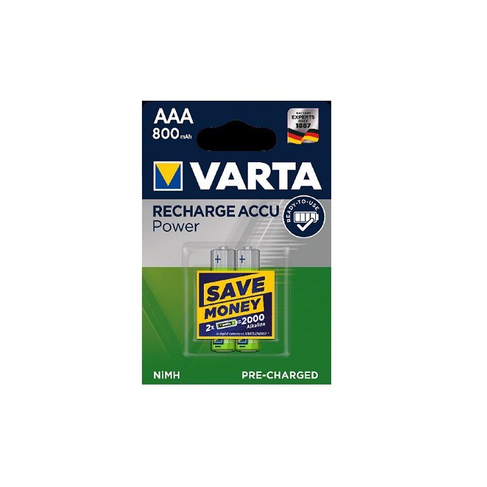 2 PIECES VARTA RECHARGEABLE 800AAA