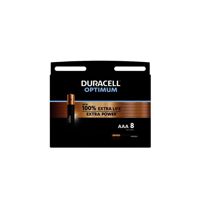 8 PIECES DURACELL OPTIMUM ALKALINE AAA, LR03