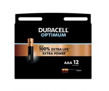 12 PIECES DURACELL OPTIMUM ALKALINE AAA, LR03