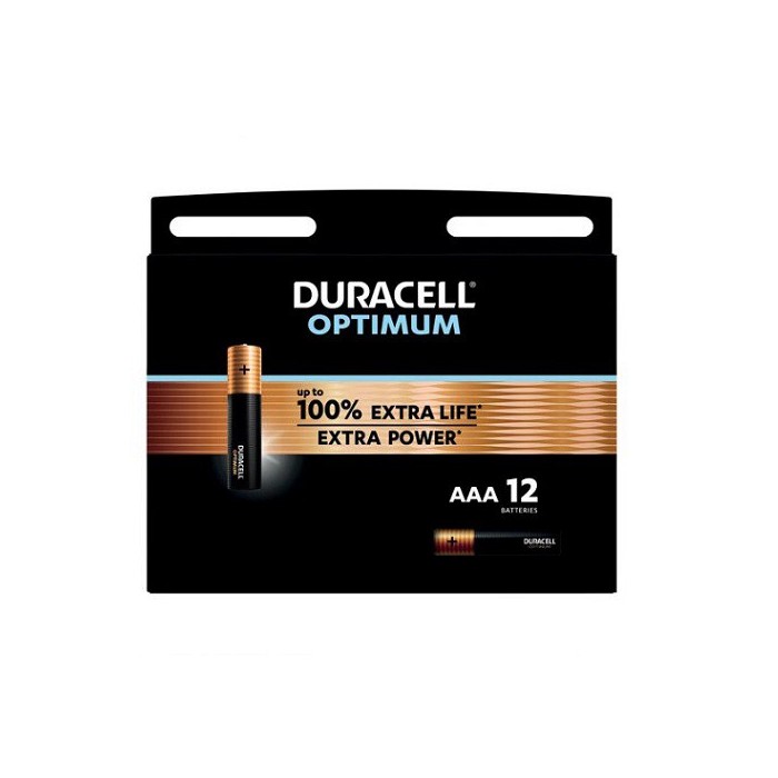 12 PIECES DURACELL OPTIMUM ALKALINE AAA, LR03