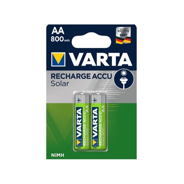 2 PIECES VARTA RECHARGEABLE AA 800mAh SOLAR 