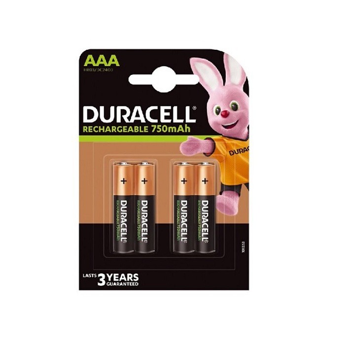 4  STUKS DURACELL OPLAADBAAR AAA 750mAh