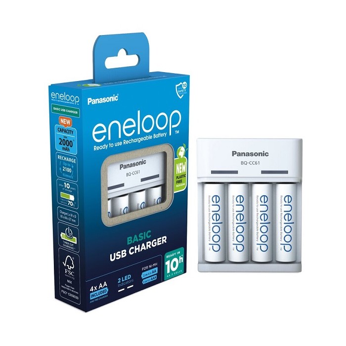 ENELOOP BQ-CC61 USB BATTERIJLADER + 4xAA 1900mAh ENELOOP BQ-CC61 USB BATTERIJLADER + 4xAA 1900mAh