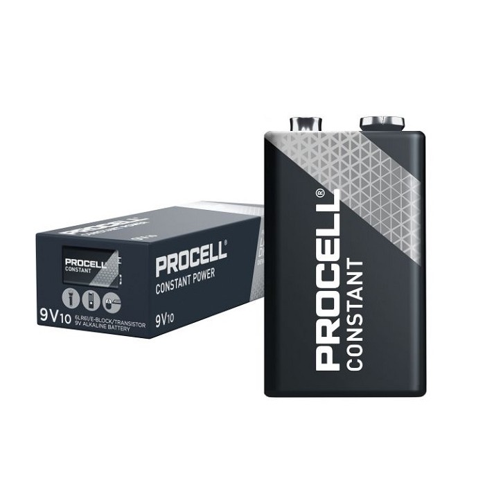 10 STUKS DURACELL PROCELL 6LR61, 9V. ALKALINE