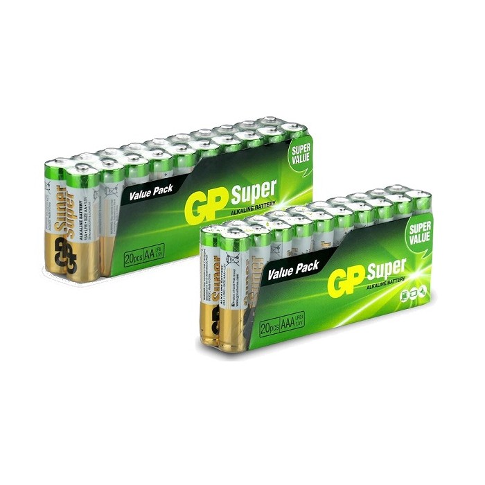 POWERDEAL 20xAA+20xAAA GP ALKALINE BATTERIJEN