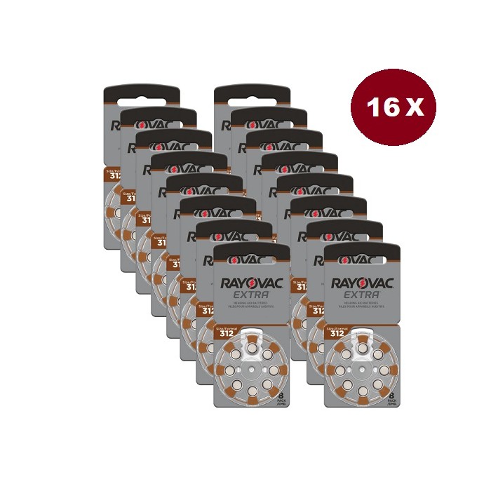 POWERDEAL 120 PCS RAYOVAC EXTRA 312, PR41 HEARINGAID BATTERIES