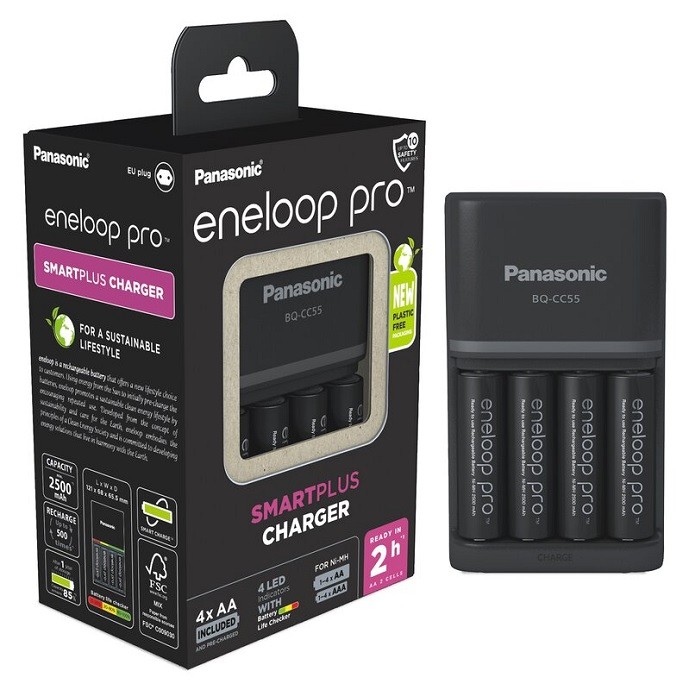 ENELOOP BQ-CC55 FASTCHARGER + 4xAA ENELOOP PRO 2500mAh