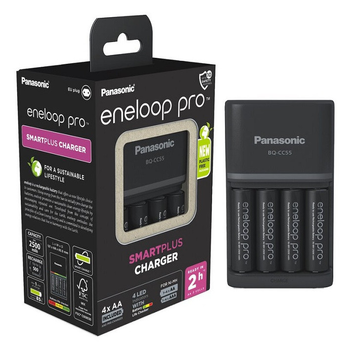 ENELOOP BQ-CC55 SNELLADER + 4xAA ENELOOP Pro 2500mAh