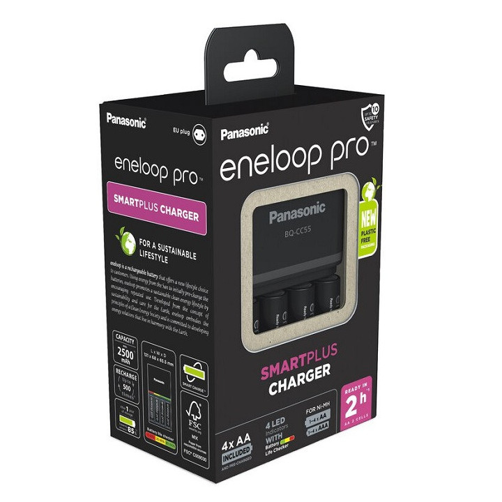 ENELOOP BQ-CC55 SNELLADER + 4xAA ENELOOP Pro 2500mAh