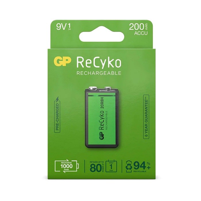 GP 20R8H RECYKO OPLAADBAAR 9VOLT 200 mAh