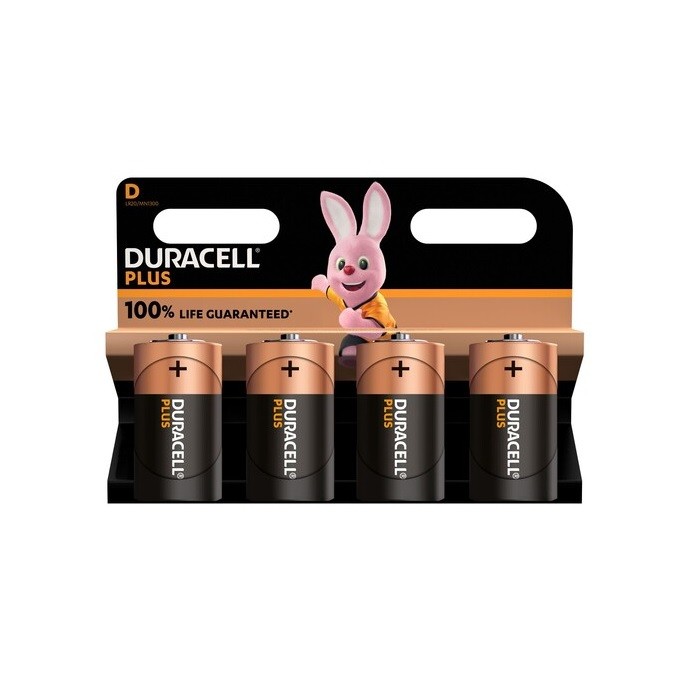 4 PCS DURACELL MN1300, LR20, D PLUS ALK.