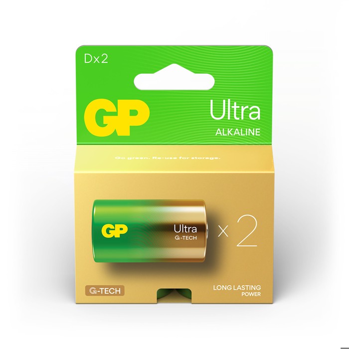 2 PCS GP13AU, LR20, D ULTRA G-TECH ALKALINE