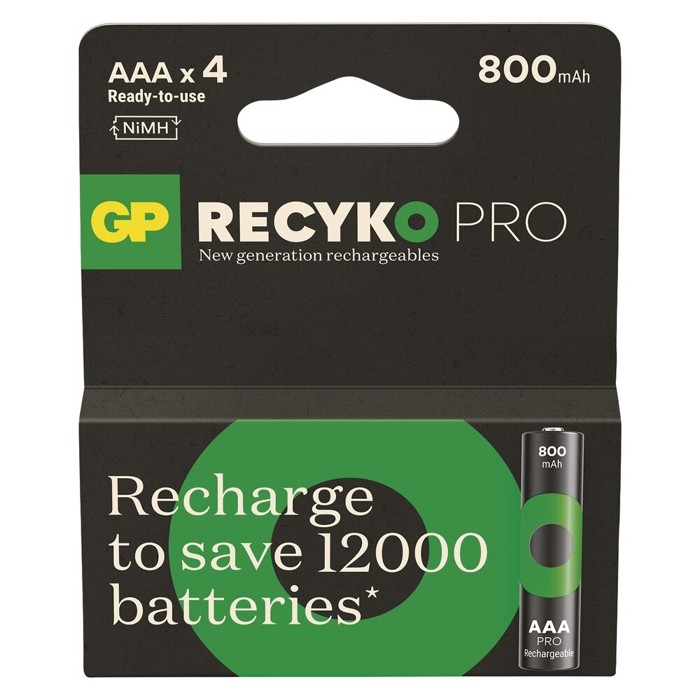 4 PCS GP RECYKO PRO RECHARGEABLE AAA 800mAh 4 PCS GP RECYKO PRO RECHARGEABLE AAA 800mAh