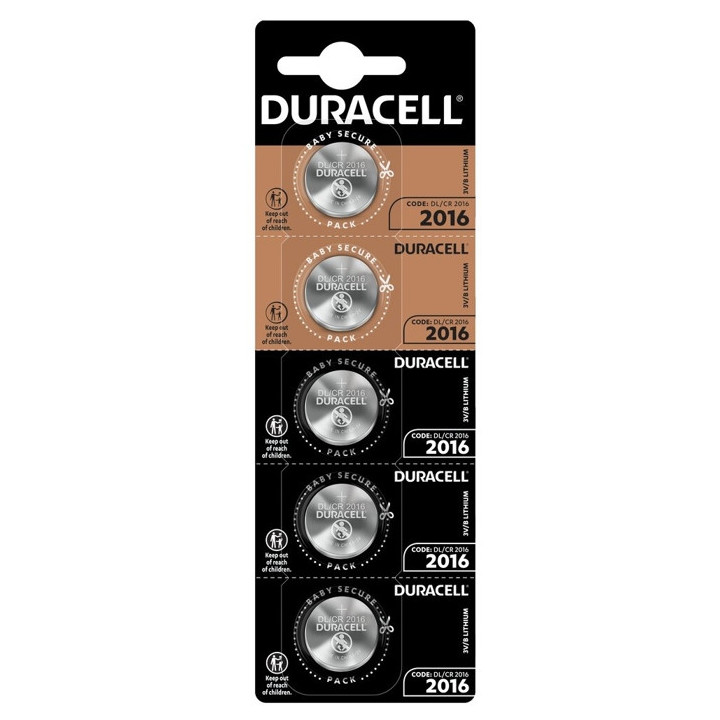 2 PCS BUTTONCELL LITHIUM DURACELL CR2016