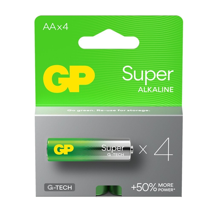4 STUKS GP 15AS, LR06, AA SUPER G-TECH