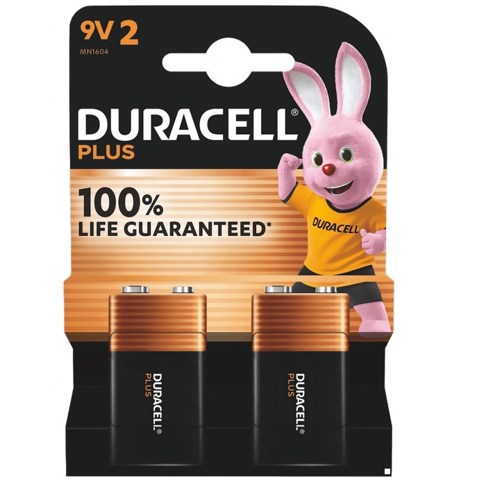 2 STUKS DURACELL PLUS MN1604, 6LR61, 9VOLT 2 STUKS DURACELL PLUS MN1604, 6LR61, 9VOLT