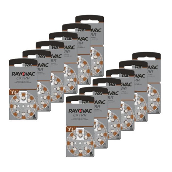 POWERDEAL 72 PCS RAYOVAC EXTRA 312, PR41 HEARINGAID BATTERIES