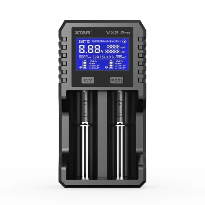 XTAR VX2 PRO CHARGER 1.5v-3.7v Li-Ion, Li-FePo, NiMH XTAR VX2 PRO CHARGER 1.5v-3.7v Li-Ion, Li-FePo, NiMH