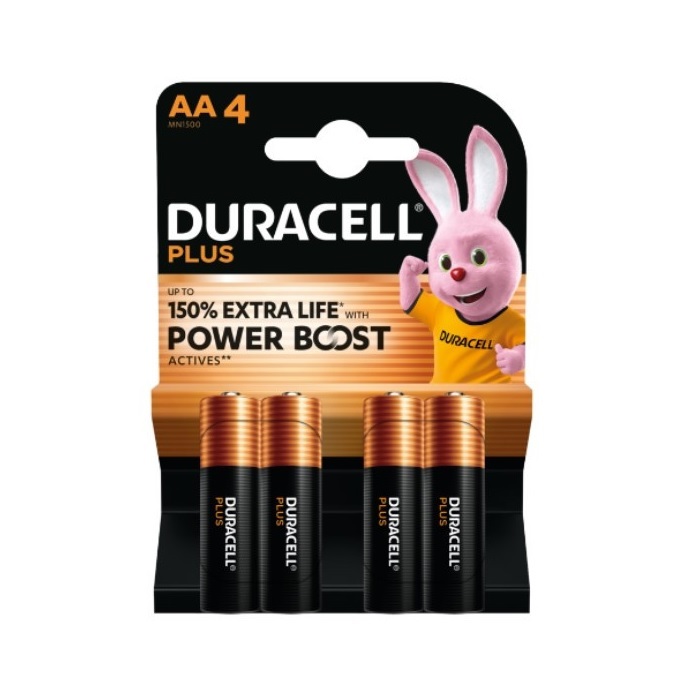 4 STUKS DURACELL PLUS POWERBOOST 150% EXTRA LIFE MN1500, LR06, AA