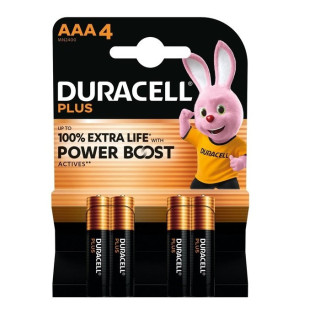 4 PCS DURACELL PLUS POWERBOOST MN2400, LR03, AAA