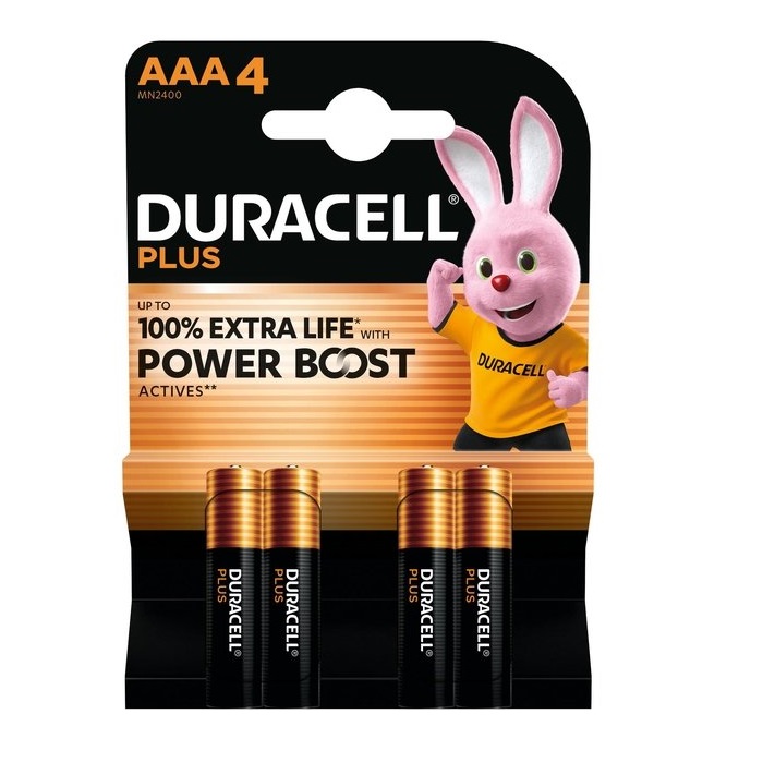 4 STUKS DURACELL PLUS POWERBOOST MN2400, LR03, AAA