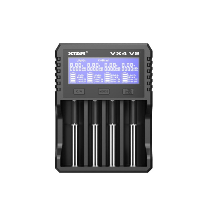 XTAR VX4 V2 CHARGER 1.5v-3.7v Li-Ion, Li-FePo, NiMH