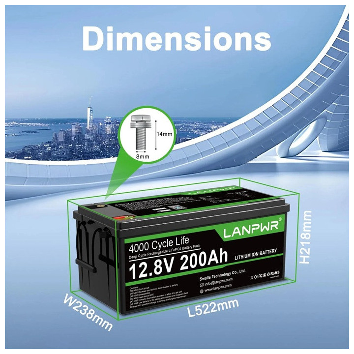 LANPWR 12VOLT 200AH BLUETOOTH