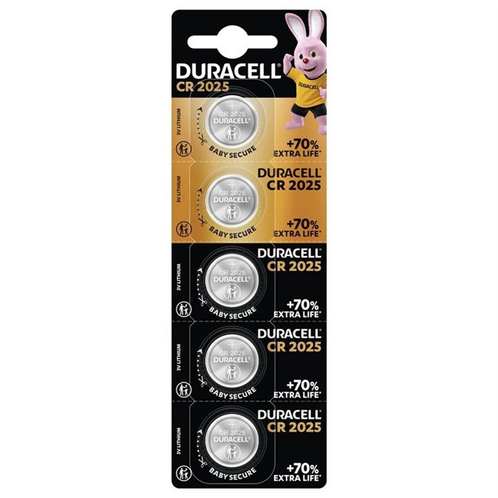 5 STUKS KNOOPCEL LITHIUM DURACELL CR2025
