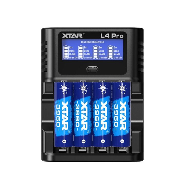 XTAR L4 PRO LADER INCL. 4xAA 2500 Li-ION 1,5V