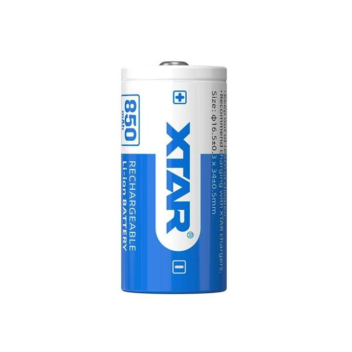 XTAR 16340 3,6 VOLT 850mAh protected 2.5A
